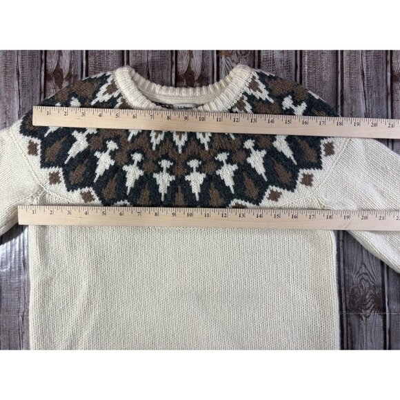 L.L.Bean Classic Ragg lamb's Wool Crew Neck Fair Isle Sweater SZ s color ivory - Picture 7 of 8